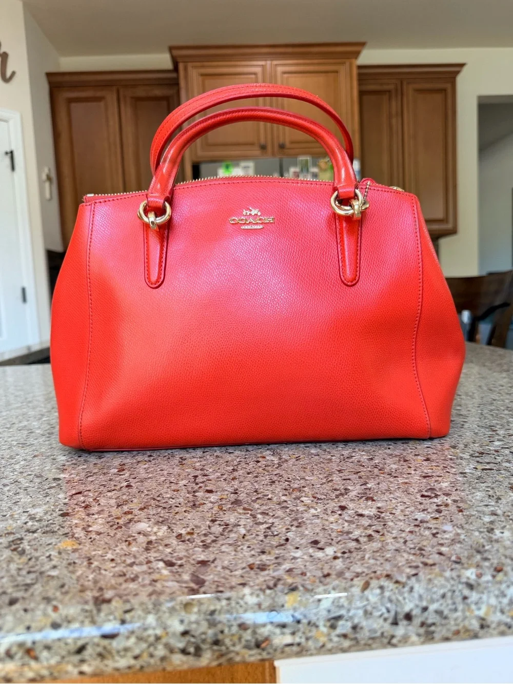 Coach Leather Satchel/Tote – Bright Coral/Red – Excellent Condition